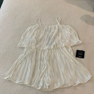 Sleeveless Satin Plisse Romper